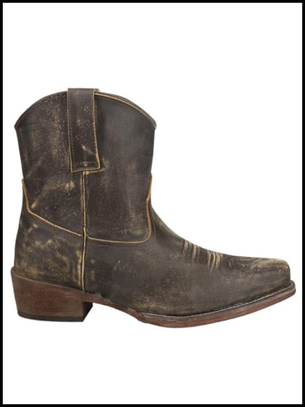 ROPER Leather Ankle Cowboy Booties Snip Toe Low Heel Casual Distressed